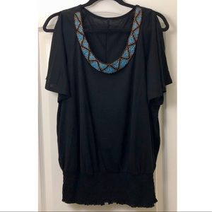 Beautiful Beaded Black Cold Shoulder Style Blouse